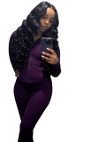 Casual Tight Long Sleeve Zipper High Neck Flared Two Piece