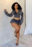 Solid Color Acid-washed Distressed Skirt Set with Safety Pants