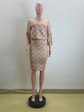 Women's Autumn Slit Half Sleeve Plaid Print Two Piece Skirt Set