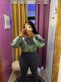 Colorblock Long Sleeve Zip Crop Jacket & High Waist Skinny Pants