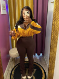 Colorblock Long Sleeve Zip Crop Jacket & High Waist Skinny Pants