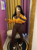 Colorblock Long Sleeve Zip Crop Jacket & High Waist Skinny Pants