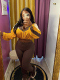 Colorblock Long Sleeve Zip Crop Jacket & High Waist Skinny Pants