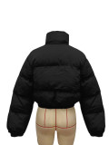 Puffer Jacket Cropped Zip Up Warm Quilted Winter Cotton-padded Coats