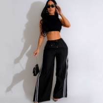 Casual Pants Stripe Printed Women's Wide-leg Trousers