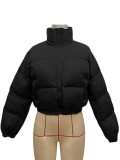 Puffer Jacket Cropped Zip Up Warm Quilted Winter Cotton-padded Coats