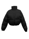 Puffer Jacket Cropped Zip Up Warm Quilted Winter Cotton-padded Coats