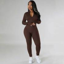 Women's Sexy One Piece Jumpsuit Bodycon V Neck Zipper Full Bodysuit