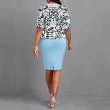 Solid Digital Printing O Neck Short Sleeve Midi Dresses