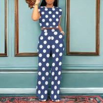 1 Piece Custom Casual Digital Printing Dot Short Sleeve Pant Set
