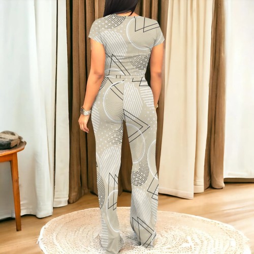 1 Piece Custom Casual Digital Printing Short Sleeve Pant Set