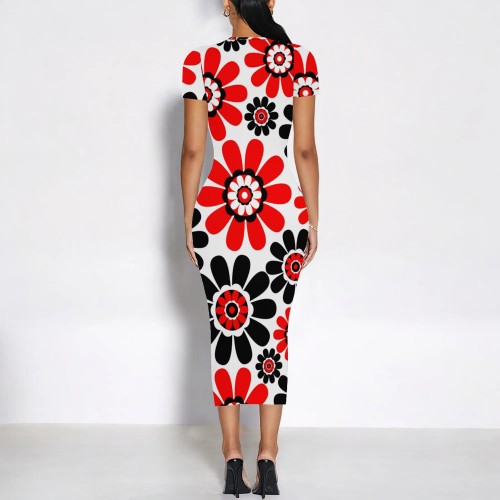 1 Piece Custom Casual Digital Printing Short Sleeve Midi Dress