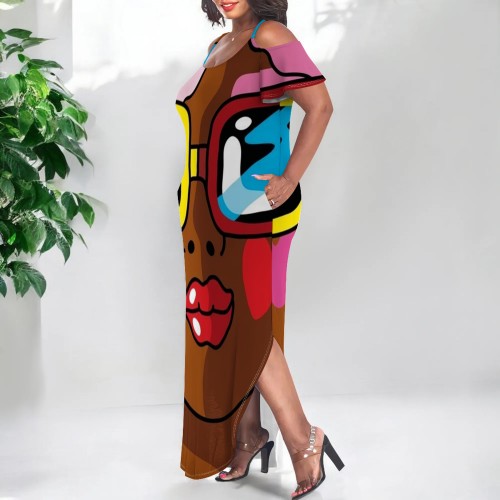1 Piece Custom Casual Digital Printing Plus Size Straps Maxi Dress