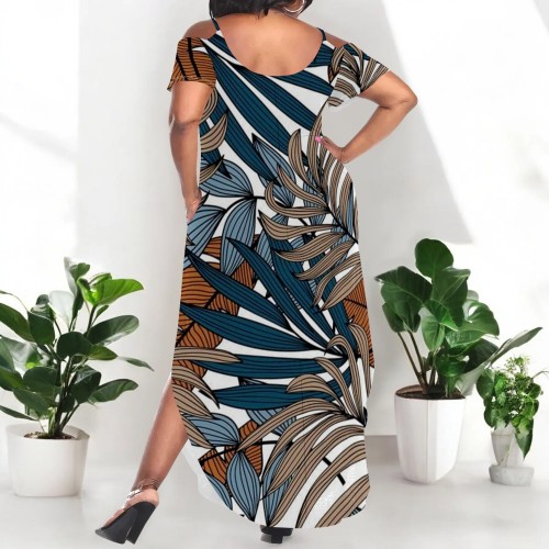 1 Piece Custom Casual Digital Printing Plus Size Straps Maxi Dress