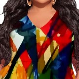 1 Piece Custom Casual Digital Printing Plus Size V Neck Party Dress