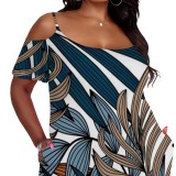 1 Piece Custom Casual Digital Printing Plus Size Straps Maxi Dress