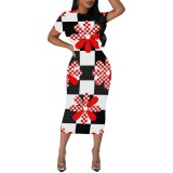 1 Piece Custom Casual Digital Printing Short Sleeve Midi Dress
