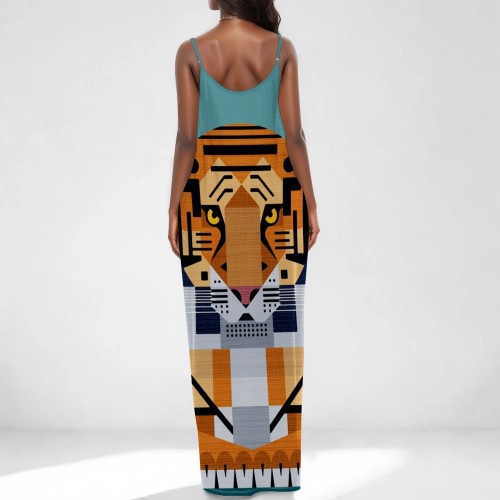 1 Piece Custom Casual Digital Printing Straps Long Dress