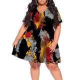 1 Piece Custom Casual Digital Printing Plus Size V Neck Party Dress
