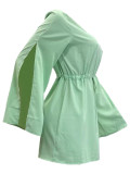 Fashion Slit Sleeves Drawstring Waist Casual Women's Club Dress