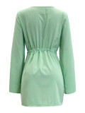 Fashion Slit Sleeves Drawstring Waist Casual Women's Club Dress