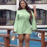 Fashion Slit Sleeves Drawstring Waist Casual Women's Club Dress