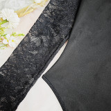 Sexy See Through Tie Neckline Hollow Out Front Mesh Bodysuit