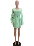 Fashion Slit Sleeves Drawstring Waist Casual Women's Club Dress