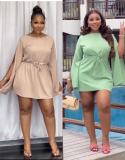 Fashion Slit Sleeves Drawstring Waist Casual Women's Club Dress