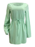 Fashion Slit Sleeves Drawstring Waist Casual Women's Club Dress