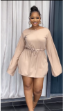 Fashion Slit Sleeves Drawstring Waist Casual Women's Club Dress