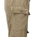 Women Corduroy High Waisted Casual Straight Leg Baggy Y2K Cargo Trousers