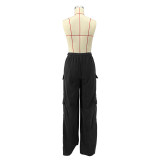 Women Corduroy High Waisted Casual Straight Leg Baggy Y2K Cargo Trousers