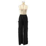 Women Corduroy High Waisted Casual Straight Leg Baggy Y2K Cargo Trousers
