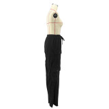 Women Corduroy High Waisted Casual Straight Leg Baggy Y2K Cargo Trousers