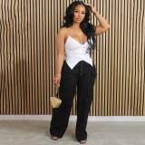 Women Corduroy High Waisted Casual Straight Leg Baggy Y2K Cargo Trousers