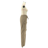 Women Corduroy High Waisted Casual Straight Leg Baggy Y2K Cargo Trousers