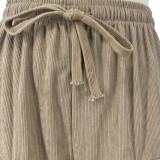 Women Corduroy High Waisted Casual Straight Leg Baggy Y2K Cargo Trousers