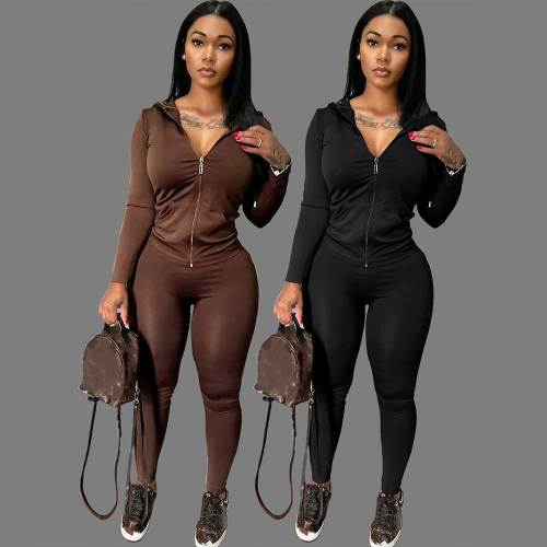 Casual Hooded Collar Long Sleeve Sweatshirt And Pants Jogger Set
