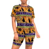 1 Piece Custom Casual Digital Printing Halloween Short Sleeve Short Set