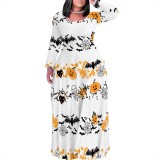 1 Piece Custom Casual Digital Printing Scoop Neck Plus Size Maxi Dresses