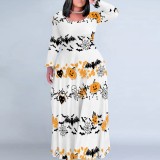 1 Piece Custom Casual Digital Printing Scoop Neck Plus Size Maxi Dresses