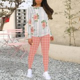 1 Piece Custom Casual Digital Printing Floral Sweatshirt Sweatpants Sets
