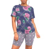 1 Piece Custom Casual Digital Printing Short Sleeve Short Set
