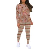 1 Piece Custom Casual Digital Printing Floral Sweatshirt Sweatpants Sets