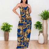 1 Piece Custom Casual Digital Printing Straps Maxi Dress