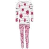 1 Piece Custom Casual Digital Printing Floral Sweatshirt Sweatpants Sets
