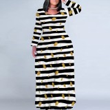 1 Piece Custom Casual Digital Printing Scoop Neck Plus Size Maxi Dresses