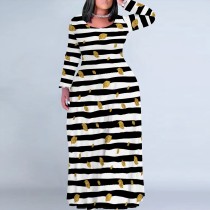 1 Piece Custom Casual Digital Printing Scoop Neck Plus Size Maxi Dresses