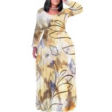 1 Piece Custom Casual Digital Printing Scoop Neck Plus Size Maxi Dresses